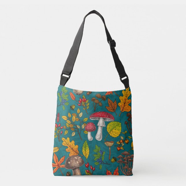 Sac Ajustable Champignons d'automne, feuilles, noix et baies sur (Devant)