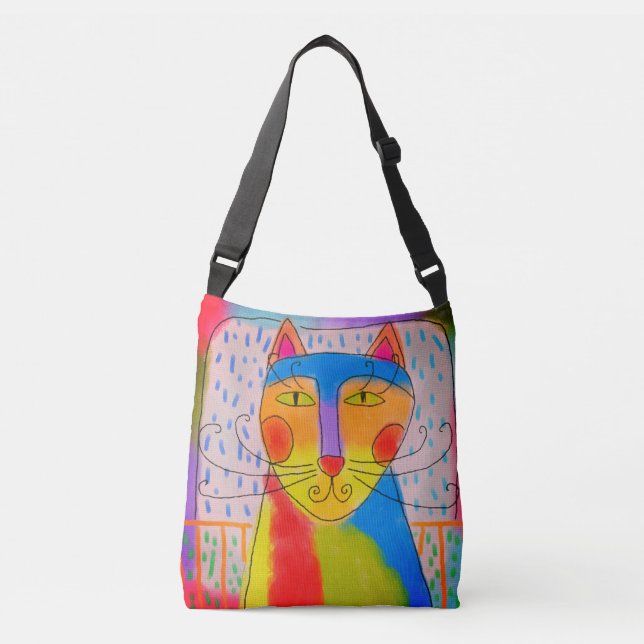 Sac Ajustable Chat coloré Art Abstrait (Devant)