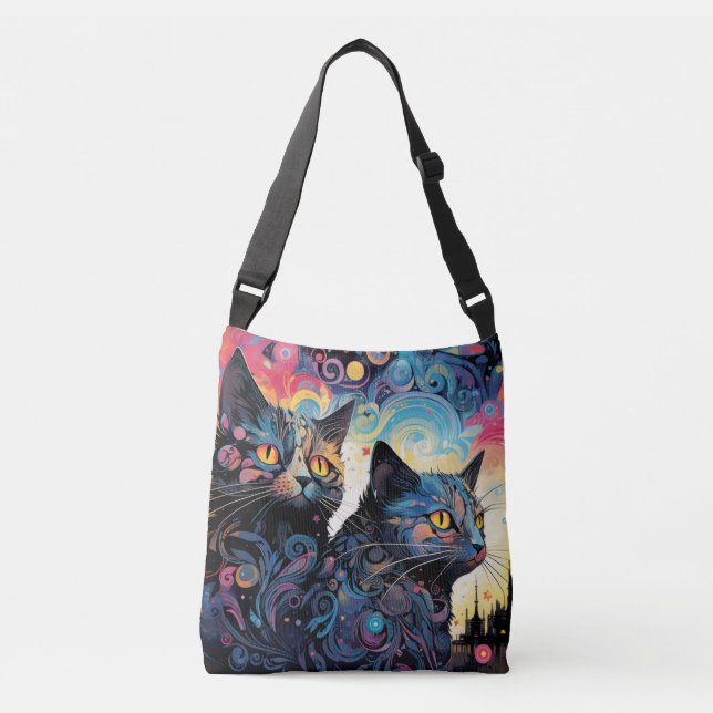 Sac Ajustable Chat Colorful Animal Enchanter Abstrait (Devant)