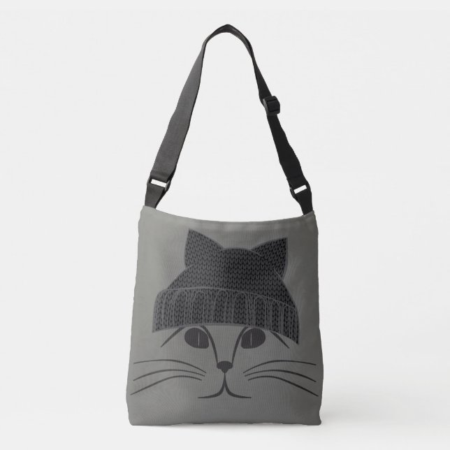 Sac Ajustable Chat cool en Casquette de laine (Devant)