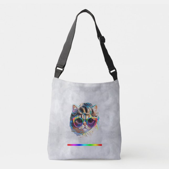 Sac Ajustable Chat dans une perruque + Lunettes de soleil (Peint (Devant)