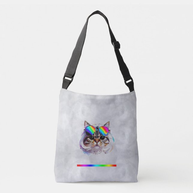 Sac Ajustable Chat dans une perruque + Lunettes de soleil (Peint (Devant)