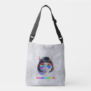 Sac Ajustable Chat dans une perruque + Lunettes de soleil (Peint