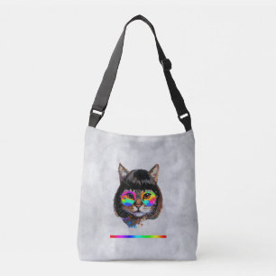 Sac Ajustable Chat dans une perruque + Lunettes de soleil (Peint