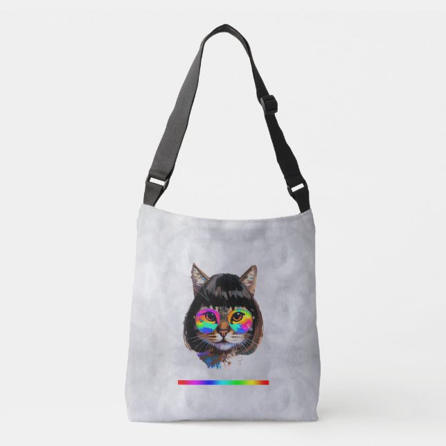 Sac Ajustable Chat dans une perruque + Lunettes de soleil (Peint (Devant)