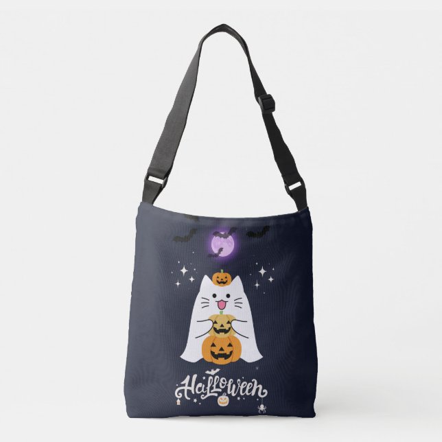 Sac Ajustable Chat de Halloween au clair de lune – Nuit effrayan (Devant)