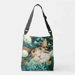 Sac Ajustable Chat de jardin fleuri à l'aquarelle abeille endorm