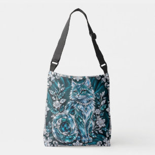 Sac Ajustable Chat en cristal de turquoise de luxe Cadre en ar