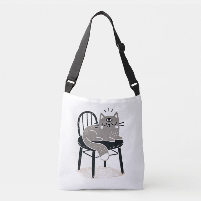 Sac Ajustable Chat gris mystique dormant avec le troisième oeil  (Devant)