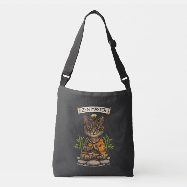 Sac Ajustable Chat Maître Zen Drôle Chat Gris Tabby Cadeau (Devant)