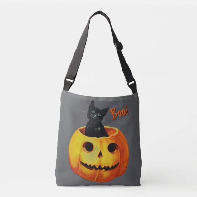 Sac Ajustable Chat mignon en Halloween Citrouille (Devant)