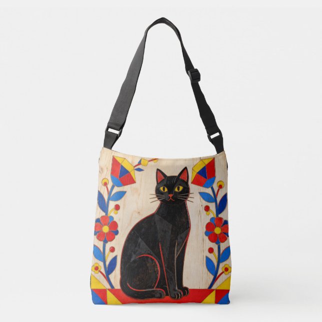 Sac Ajustable Chat noir art populaire (Devant)