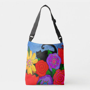 Sac Ajustable Chat Noir Dans Le Jardin Art Abstrait