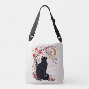Sac Ajustable Chat noir dans un jardin de lune japonais