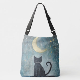 Sac Ajustable Chat noir endormi avec croissant de lune et étoile