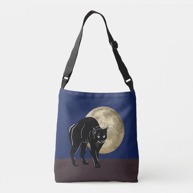 Sac Ajustable Chat Noir Halloween Prowling Sur Une Nuit De Plein (Dos)