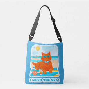 Sac Ajustable Chat roux sur la plage J'ai besoin de la mer Été