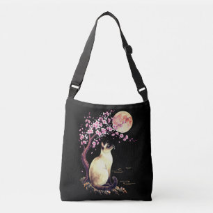 Sac Ajustable Chat siamois sous une lune rose