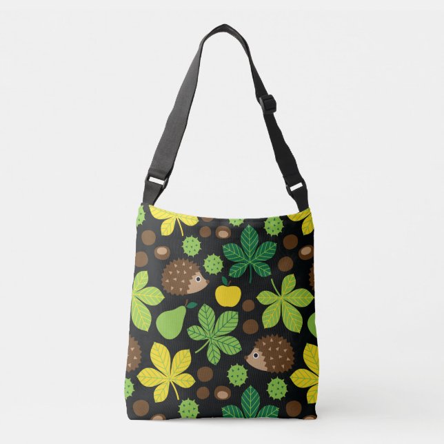 Sac Ajustable Châtaignes et hérissons Motif sans couture (Devant)