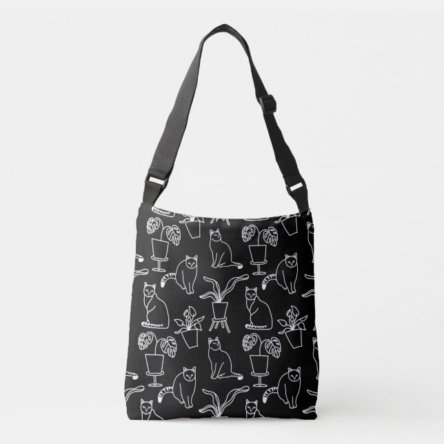 Sac Ajustable Chats blancs en noir (Devant)