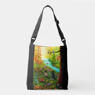 Sac Ajustable Chats d'automne Arbres du ruisseau Waterfall