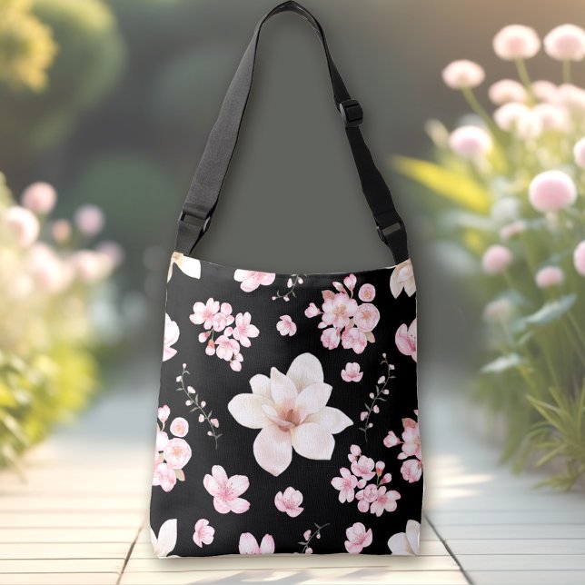SAC AJUSTABLE CHERRY BLOSSOM SAKURA MOTIF CROSSBODY BAG (CHERRY BLOSSOM SAKURA PATTERN CROSSBODY BAG)