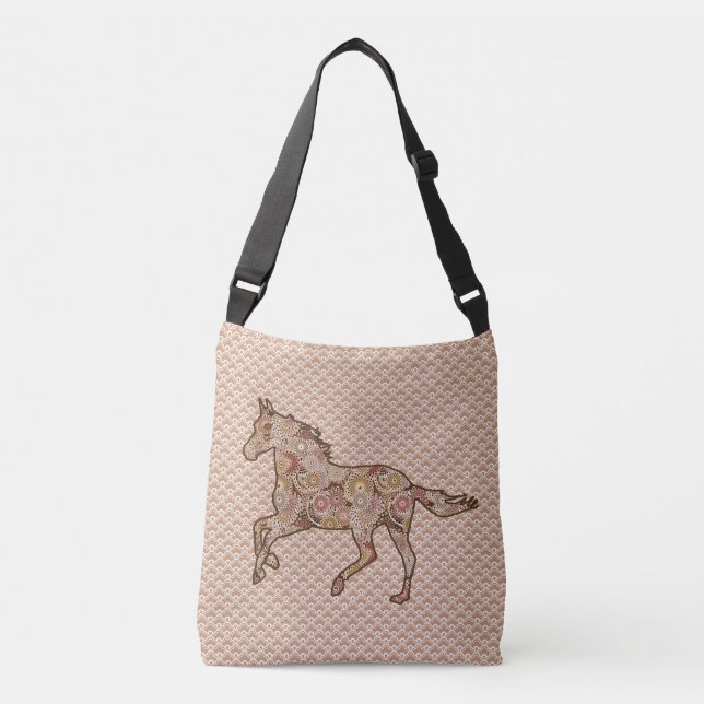 Sac Ajustable Cheval de course Silhouette, Brown, Tan et crème (Devant)