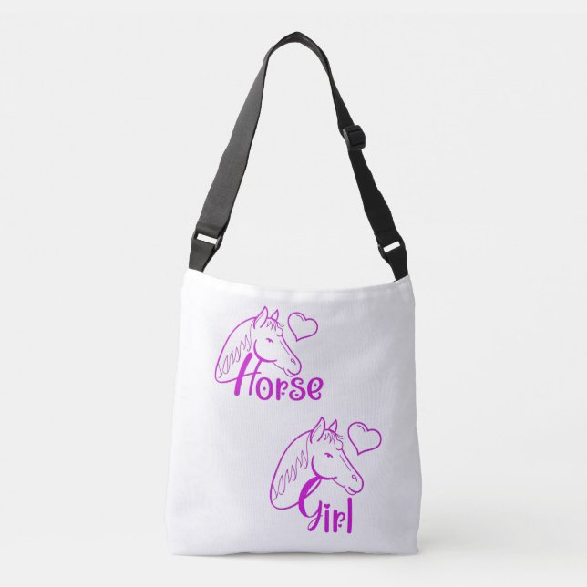 Sac Ajustable Cheval fille en violet avec tête de cheval Police (Devant)