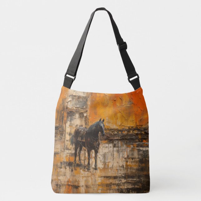 Sac Ajustable Cheval Majestic au coucher du soleil Abstrait (Devant)