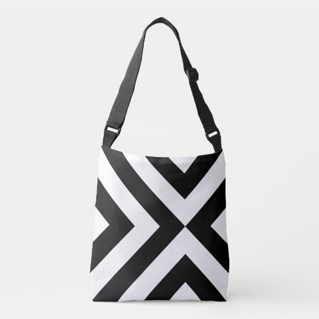 Sac Ajustable Chevrons Gras Géométriques Noir et Blanc (Devant)