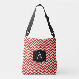Sac Ajustable Chevrons Red Herringbone Motif avec Monogramme