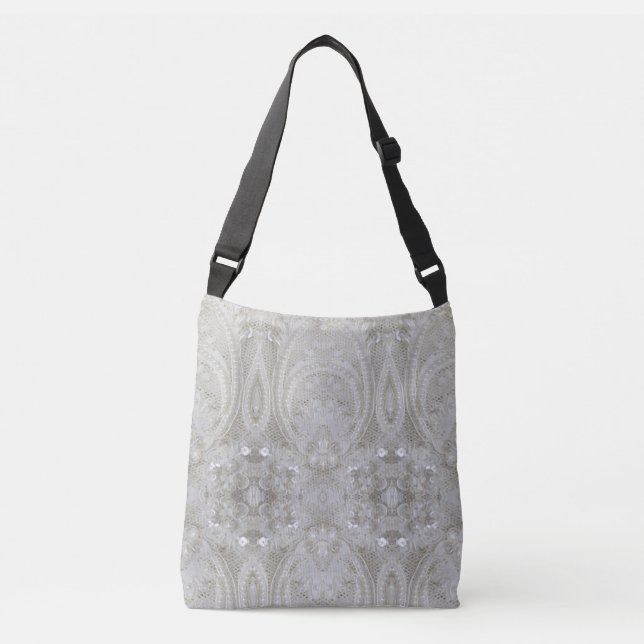 Sac Ajustable chic chic et élégant gris crème beige blanc floral (Devant)