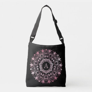 Sac Ajustable Chic Mandala Monogrammé Métal Noir Rose