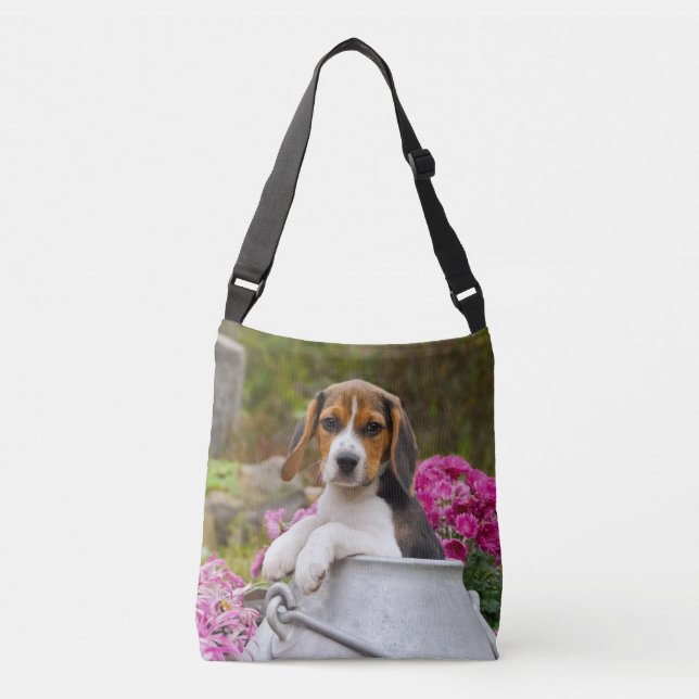 Sac Ajustable Chien Beagle mignon chiot dans une église de lait  (Devant)