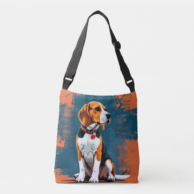 Sac Ajustable Chien Beagle sur fond abstrait (Devant)