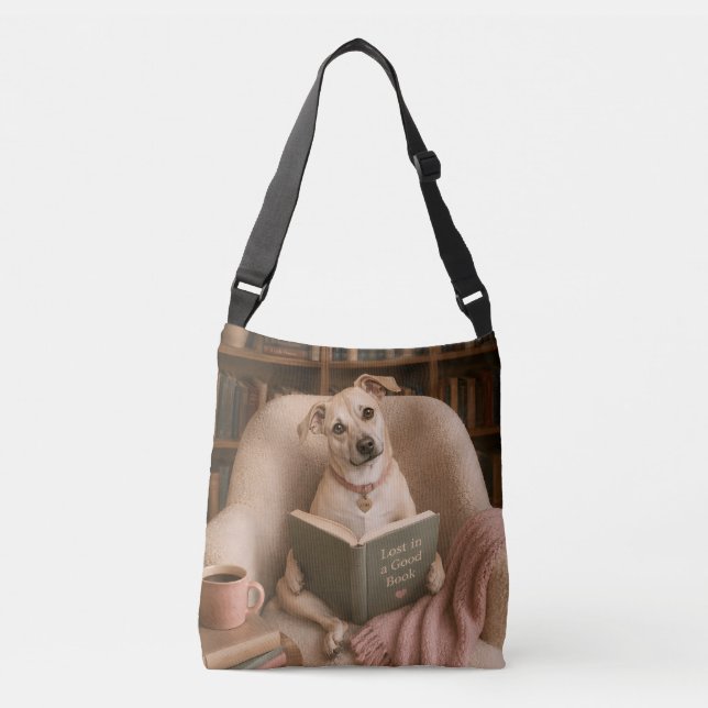 Sac Ajustable Chien de lecture mignon Illustration de bibliothèq (Devant)