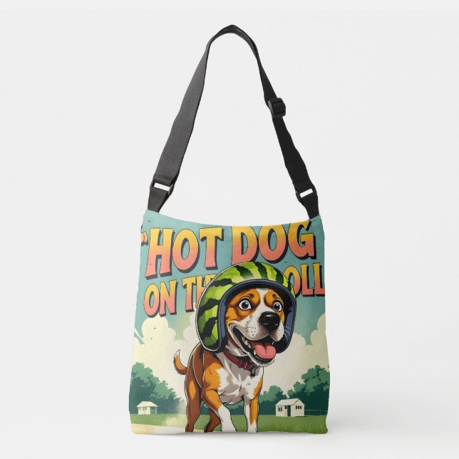 Sac Ajustable Chien de skateboard été drôle rétro plage  (Devant)