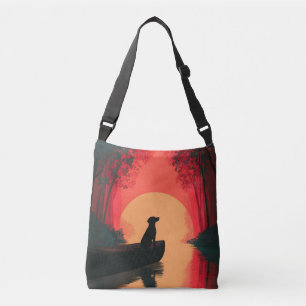 Sac Ajustable Chien noir minimaliste du coucher du soleil