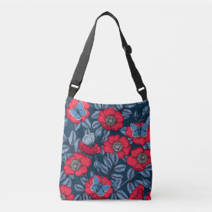 Sac Ajustable Chien rose et papillons en bleu et rouge