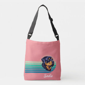 Sac Ajustable Chien Rottweiler Nom Personnalisé Rayure Rétro
