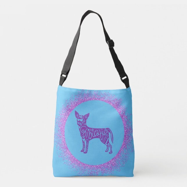 SAC AJUSTABLE "CHIHUAHUA" FOURRE-TOUT EN BLEU ET ROSE CLAIR. (Dos)
