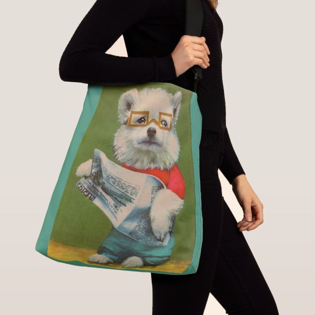 Sac Ajustable chiot lisant le journal (De près)