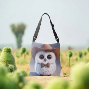 Sac Ajustable Chouette blanche mignonne et duveteuse avec un cha