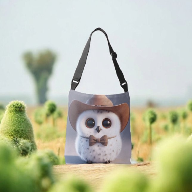Sac Ajustable Chouette blanche mignonne et duveteuse avec un cha (Créateur téléchargé)