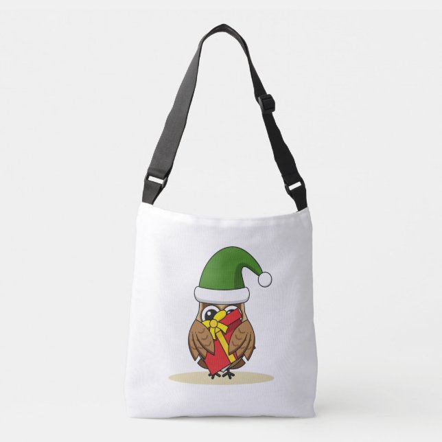 Sac Ajustable Chouette elfe de Noël avec présent (Devant)