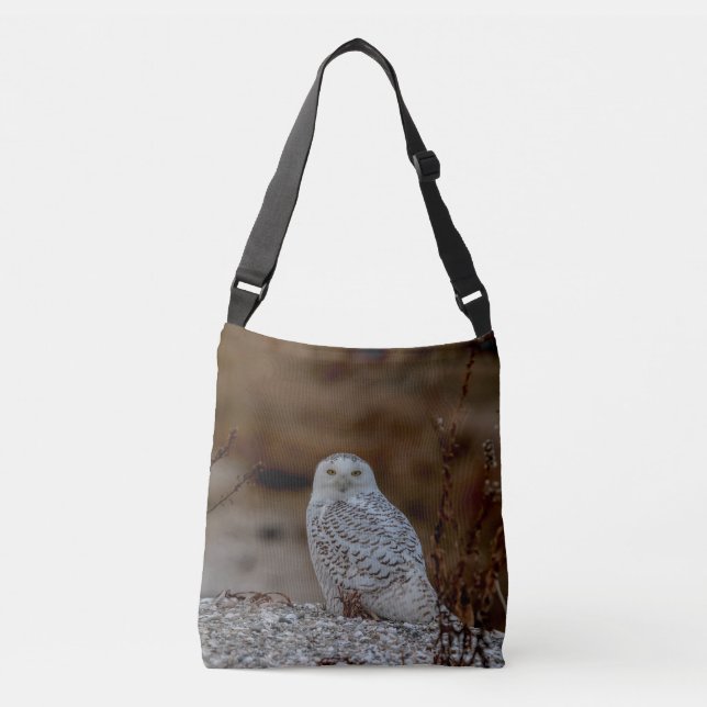 Sac Ajustable Chouette neige assise sur un rocher (Devant)