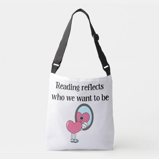 Sac Ajustable Citation de miroir à cœur rose de lecture (Devant)