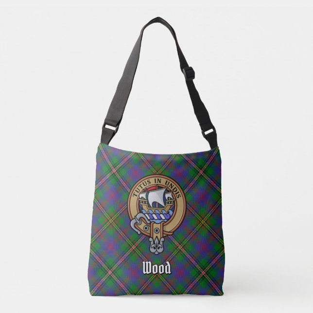 Sac Ajustable Clan Wood Crest sur Tartan (Devant)