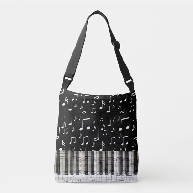Sac Ajustable clavier de musique piano noir et blanc (Devant)