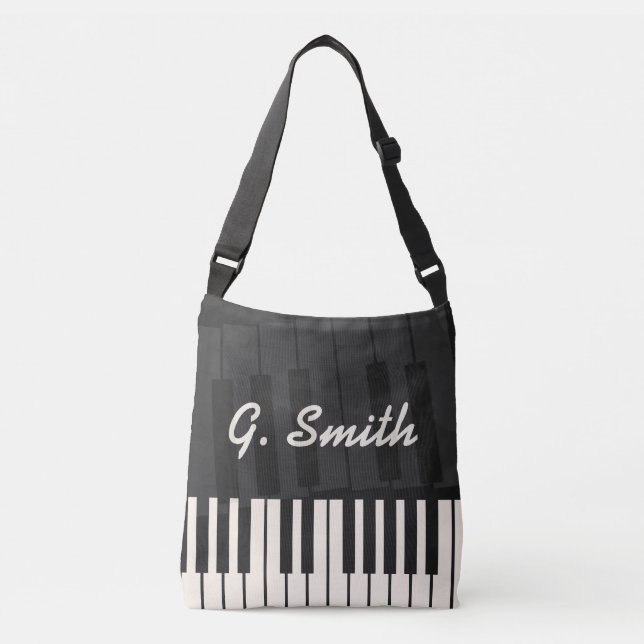 Sac Ajustable Clavier de piano noir et blanc personnalisé. Ajout (Devant)